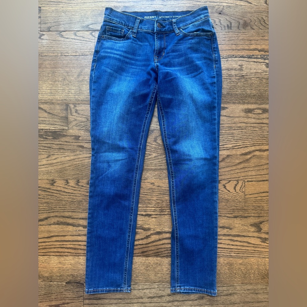 Old Navy Women's Deep Blue Boyfriend Straight Leg Jeans, size 0